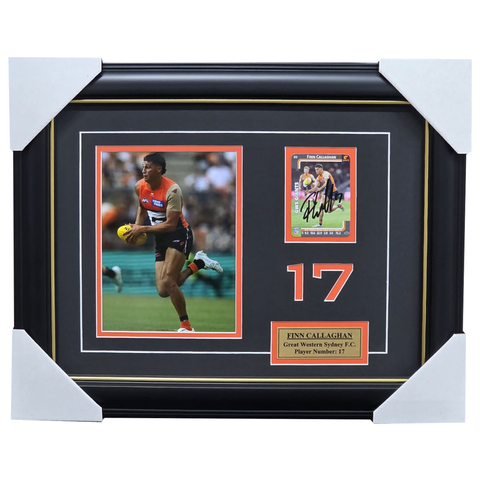 Finn Callaghan Greater Western Sydney Signed Card Collage Framed - 7524