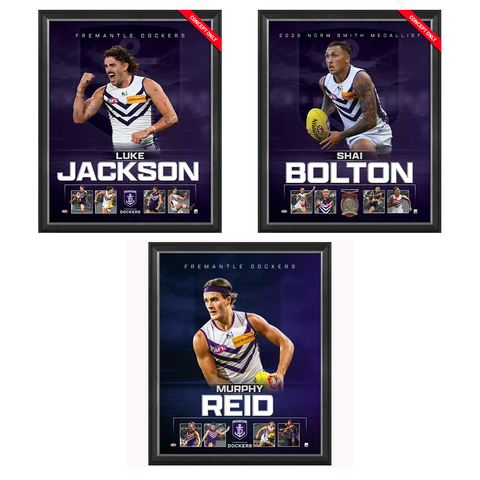 Fremantle Package Official AFL Player Print Framed Jackson, Bolton, Reid - 7658