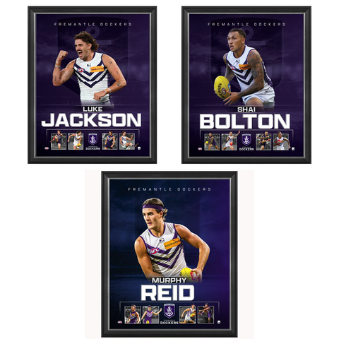 Fremantle Package Official AFL Player Print Framed Jackson, Bolton, Reid - 7632
