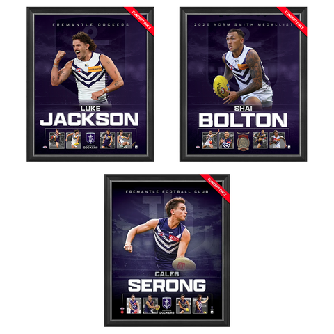 Fremantle Package Official AFL Player Print Framed Jackson, Bolton, Serong - 7632