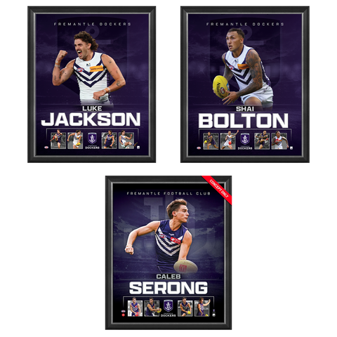 Fremantle Package Official AFL Player Print Framed Jackson, Bolton, Serong - 7632