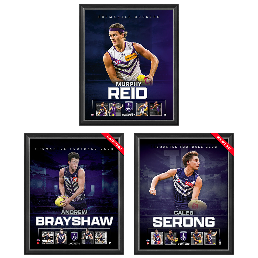 Fremantle Package Official Licensed AFL Prints Framed Serong, Brayshaw, Reid - 7512