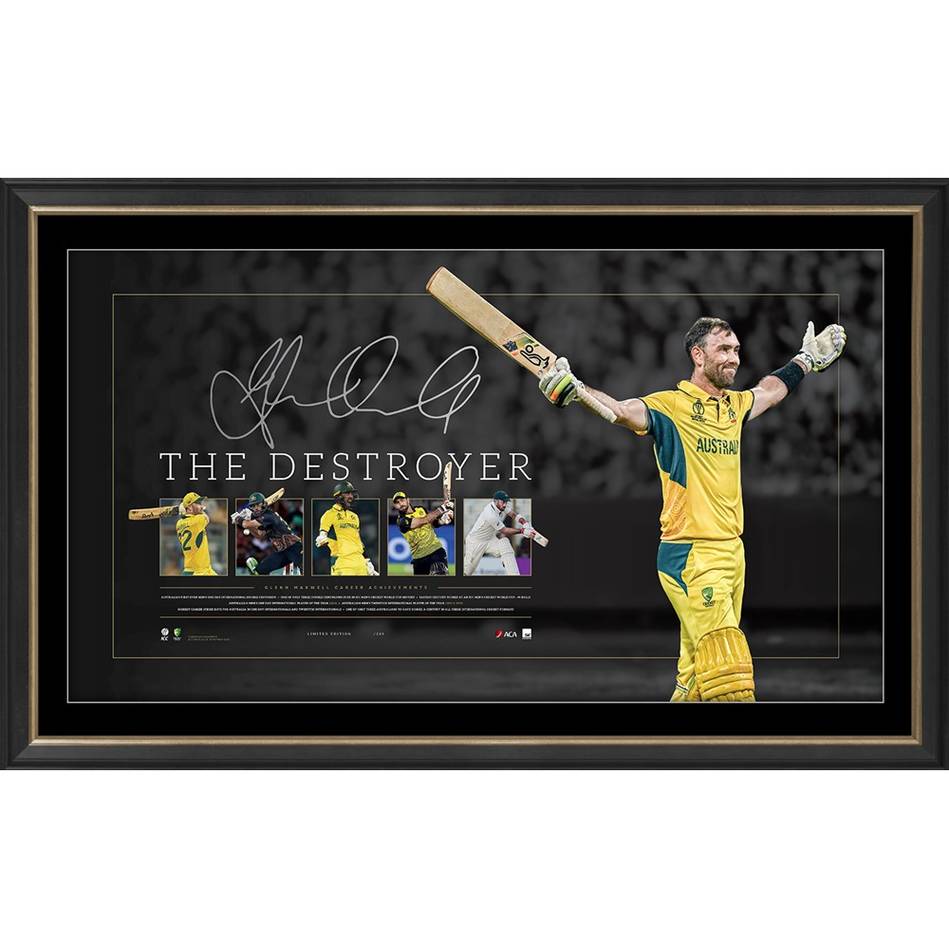 Glenn Maxwell Signed Australia. Official ACB Lithograph Framed - 5678