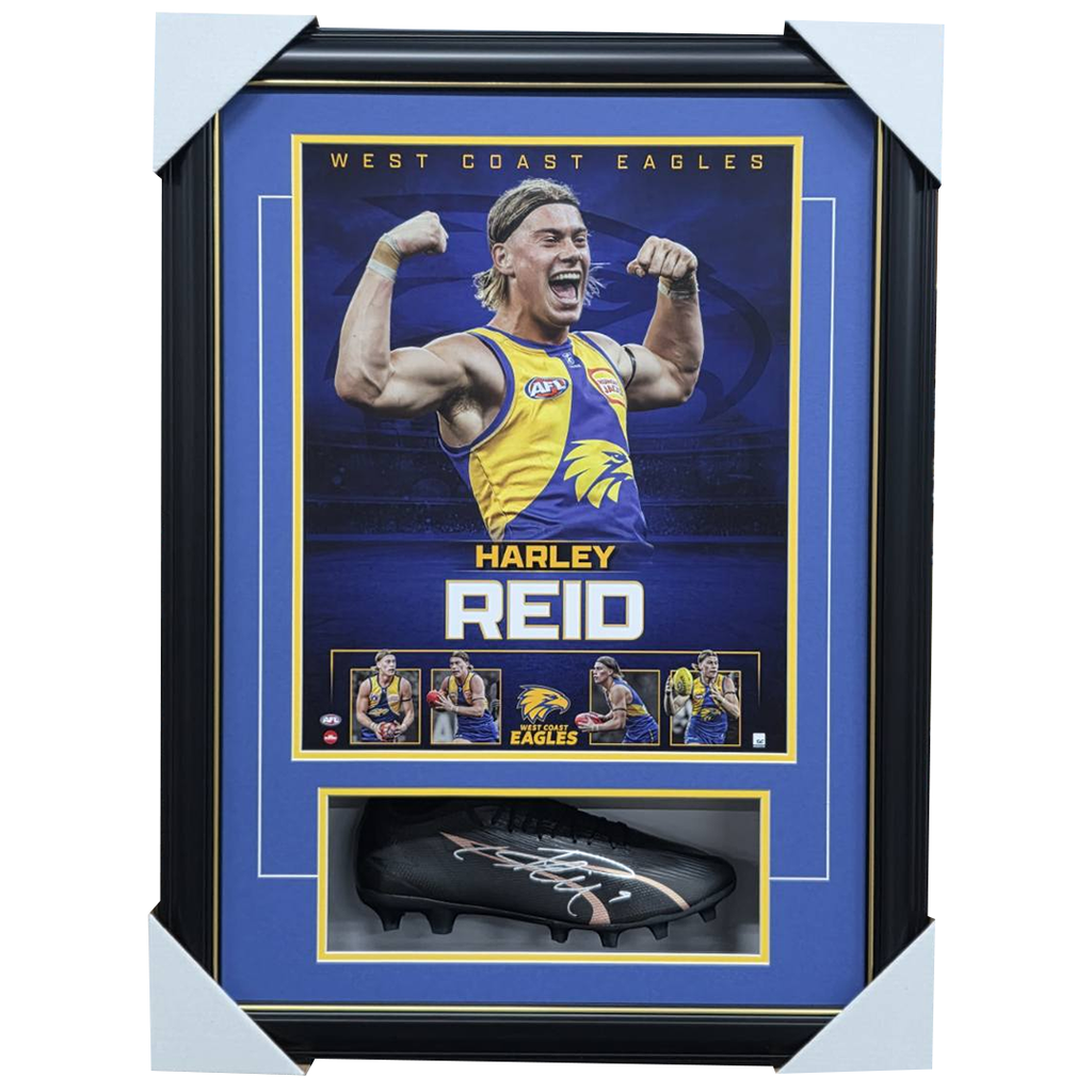 Harley Reid West Coast Eagles Official Licensed AFL Print Framed + Signed Boot - 6003