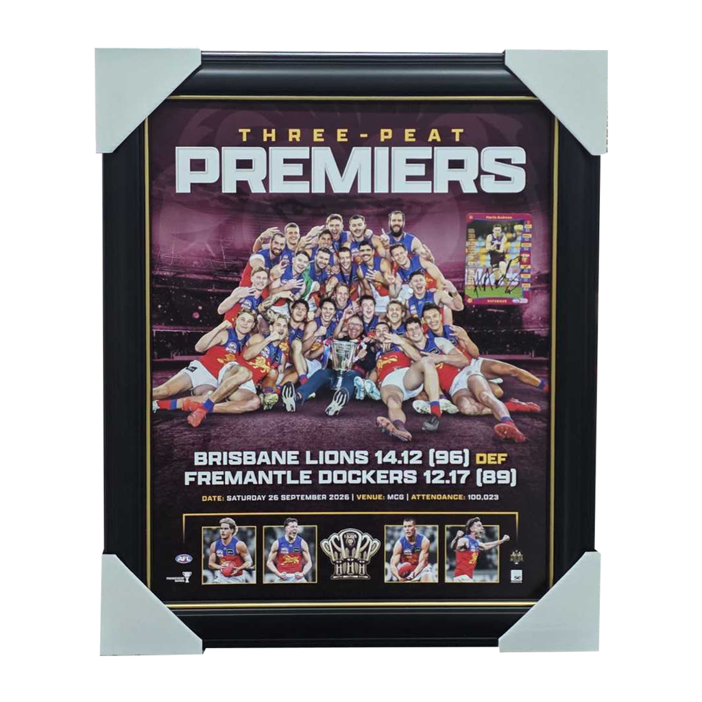 Harris Andrews 2026 AFL Premiers Three-Peat Official Sportsprint Framed + Signed Card - 7696