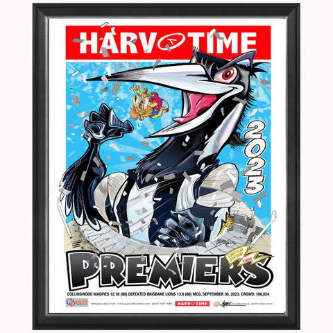 Collingwood 2023 AFL Premiers Harv Time L/E Print Framed - 5625