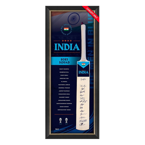 India 2023 ICC Cricket World Cup Official Squad Signed Bat Framed Virat Kohli - 5712