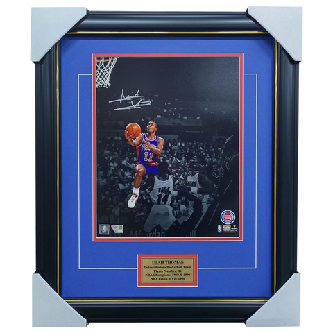 Isiah Thomas Signed Detroit Pistons Fanatics Photo Framed - 7487