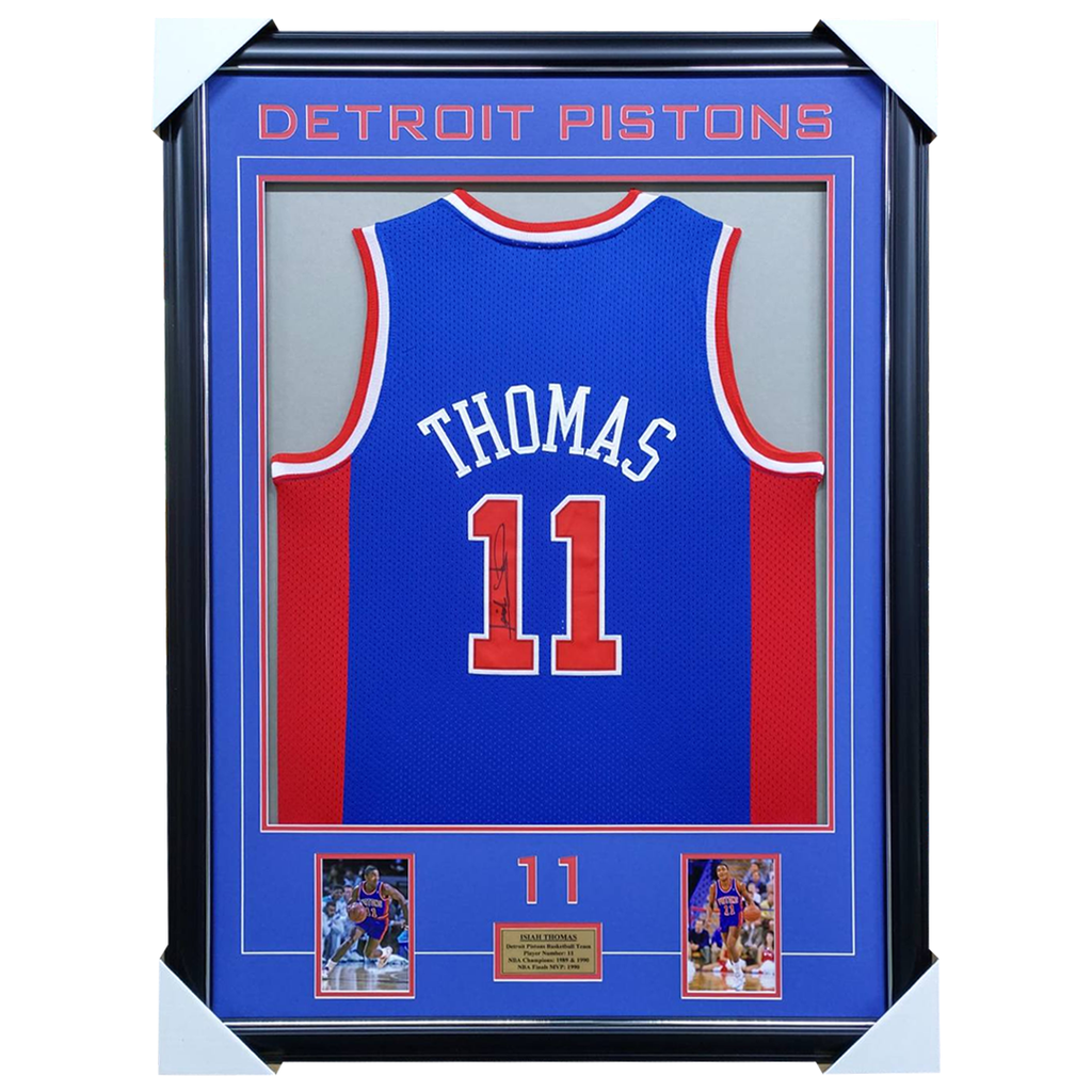 Isiah Thomas Signed Detroit Pistons Jersey Framed NBA Champions - 5260