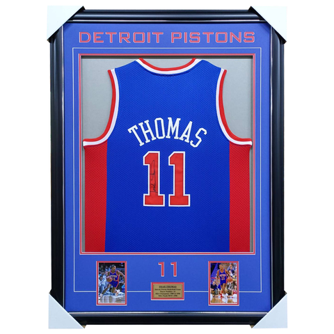 Isiah Thomas Signed Detroit Pistons Jersey Framed NBA Champions - 5260