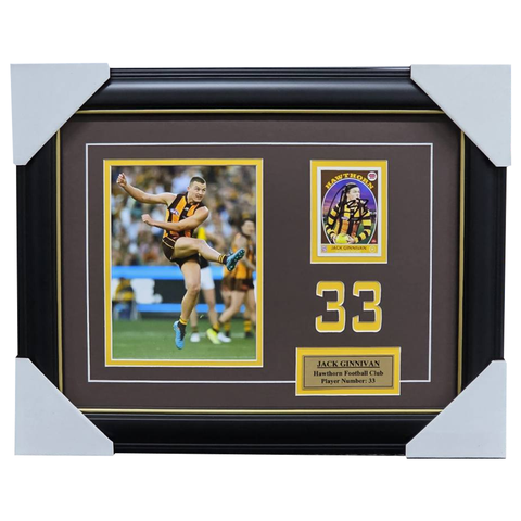 Jack Ginnivan Hawthorn Signed Card Collage Framed - 7523