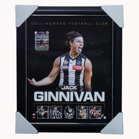 Jack Ginnivan Collingwood Official AFL Sportsprint Framed + Signed Card - 5541