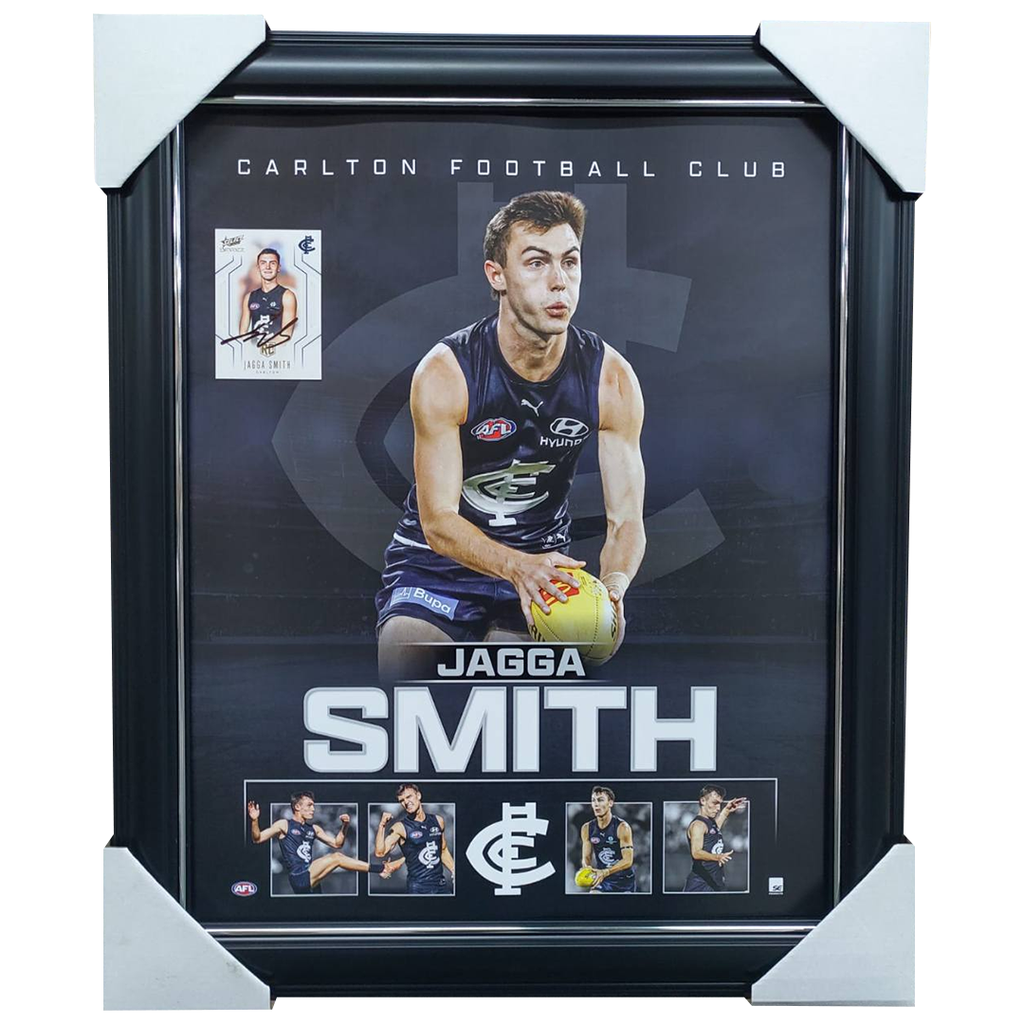 Jagga Smith Carlton Official AFL Player Print Framed + Signed Card - 7542