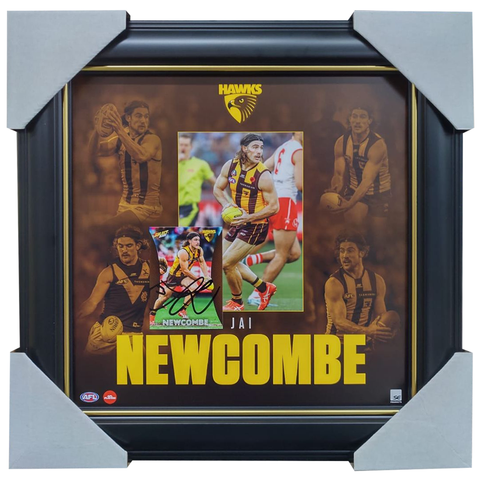 Jai Newcombe Hawthorn Signed Card Collage Framed - 7521