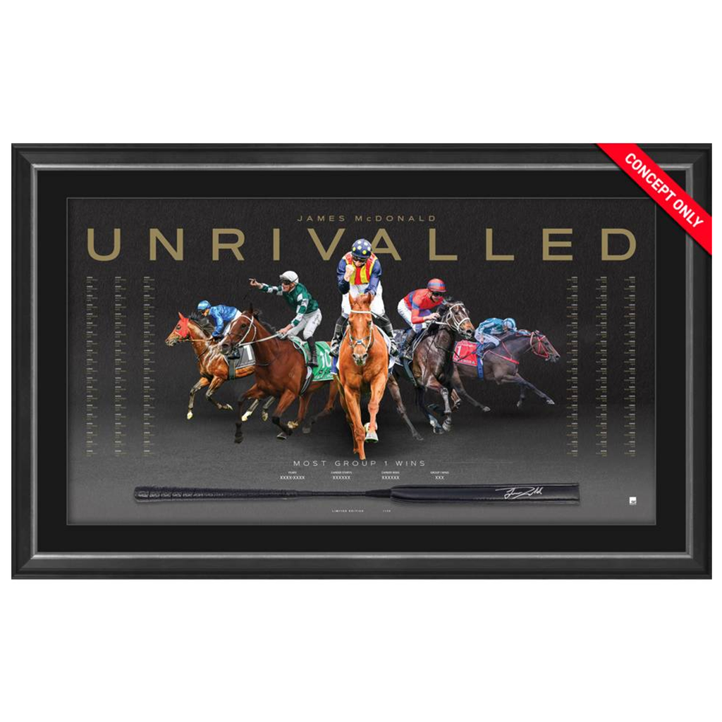 James McDonald Unrivalled Official Signed Whip Display Framed - 7448