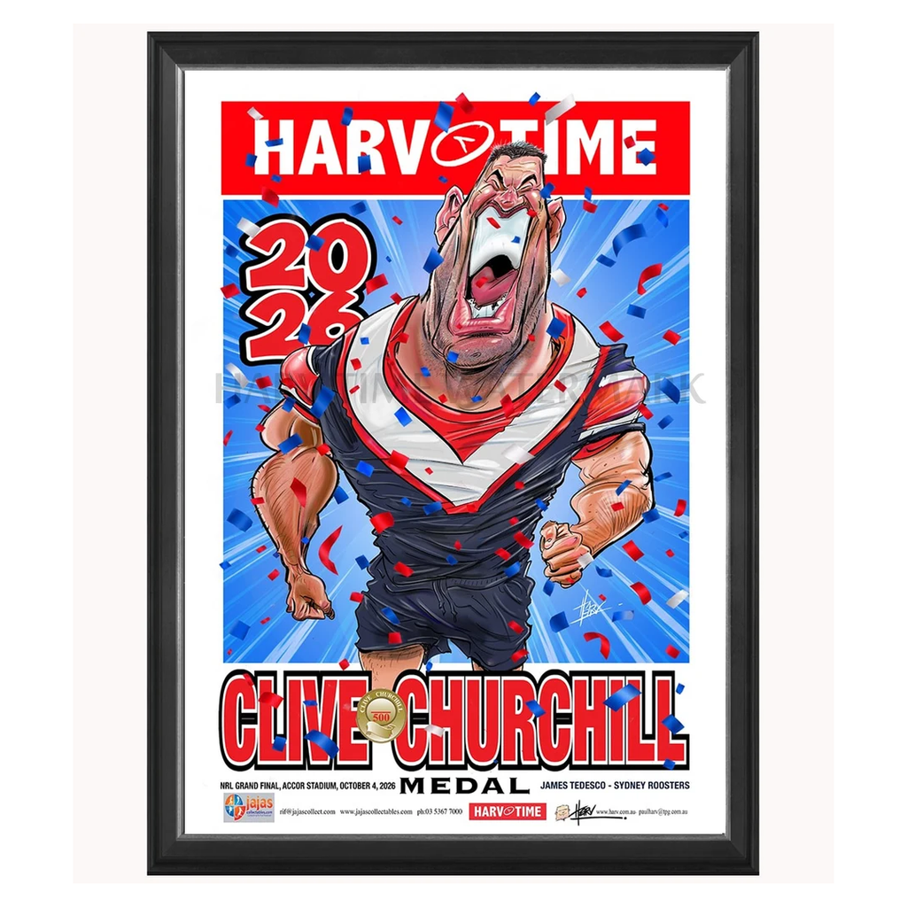 James Tedesco, 2026 Churchill Medallist, Harv Time Print Framed - 7684