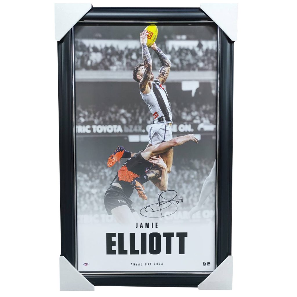 Jamie Elliott Signed Collingwood Anzac Day Print Framed - 7575