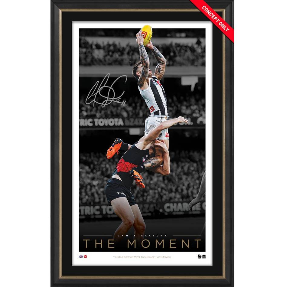 Jamie Elliott Signed Collingwood "The Moment" Official AFL Icon Series Print Framed - 5876