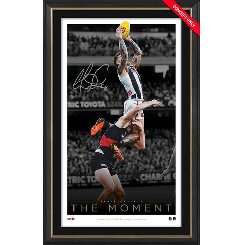Jamie Elliott Signed Collingwood "The Moment" Official AFL Icon Seriers Print Framed - 5876