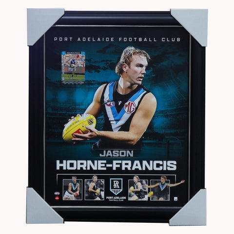 Jason Horne-Francis Port Adelaide Official AFL Sportsprint Framed + Signed Card - 5540