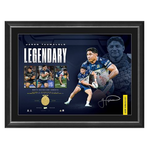 Jason Taumalolo Signed Cowboys Official NRL Lithograph Framed - 7611