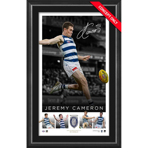 Jeremy Cameron Signed Geelong Official AFL 2025 Coleman Medal Icon Series Framed - 7230