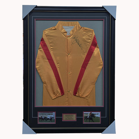 Kingston Town Signed Silks Malcolm Johnston Framed 3 x Cox Plate Champion - 7366