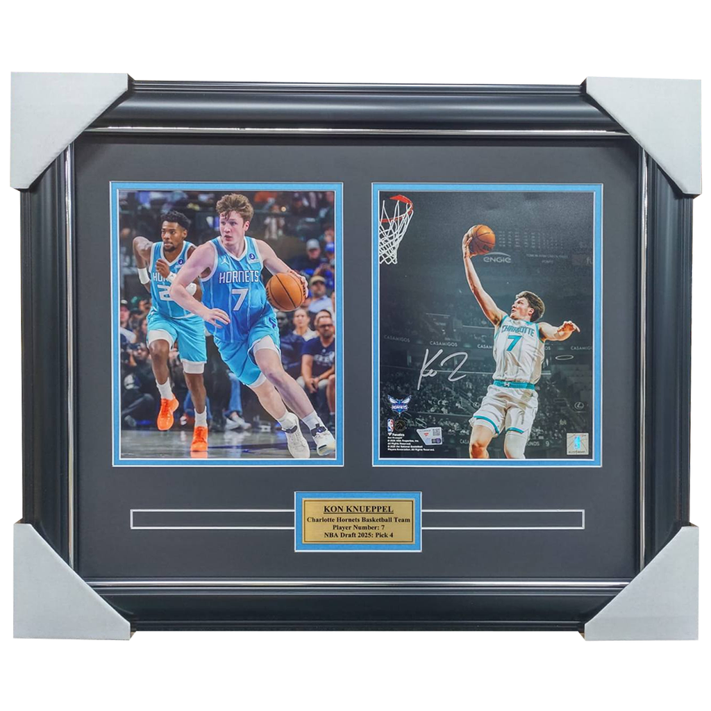 Kon Knueppel Signed Charlotte Hornets Fanatics Photo Framed - 7488