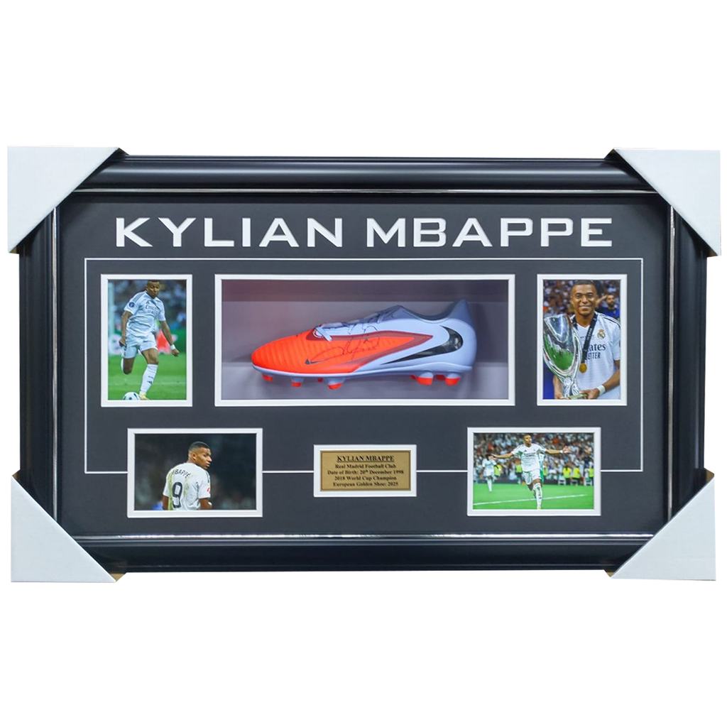 Kylian Mbappe Signed Real Madrid Boot Collage Framed - 7590