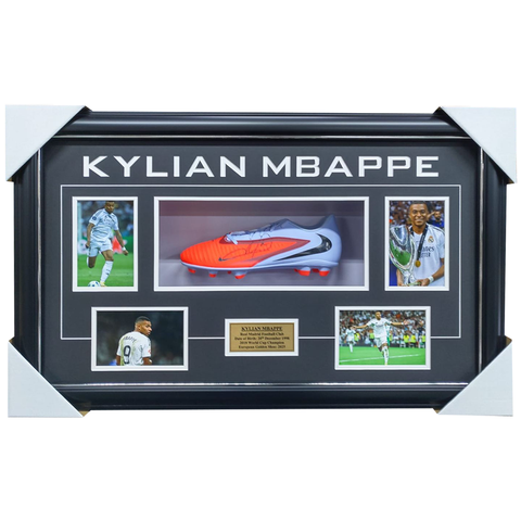 Kylian Mbappe Signed Real Madrid Boot Collage Framed - 7590