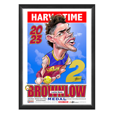 Lachie Neale, 2023 Brownlow, Harv Time Print Framed - 5633