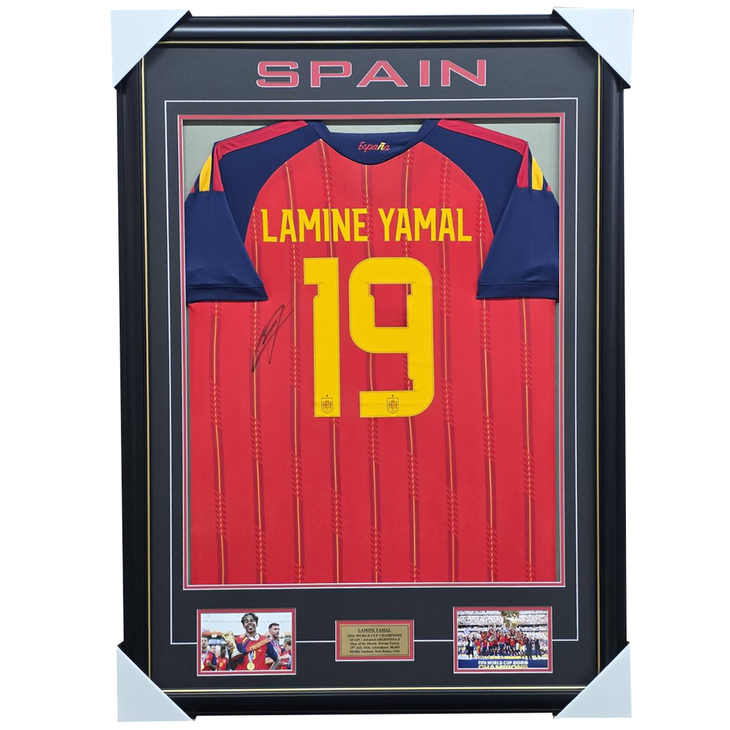 Lamine Yamal Signed Spain 2026 World Cup Champions Jersey Framed - 7585