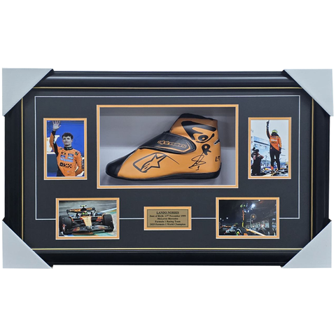 Lando Norris Signed McLaren Boot Collage Framed 2025 Formula 1 Champion - 7452