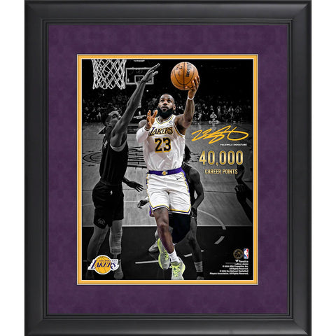 LeBron James Los Angeles Lakers Framed 11" X 14" 40,000 Career Points Spotlight Photograph with Facsimile Signed - 5851