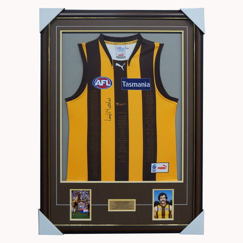 Leigh Matthews Hawthorn L/E 5 Decades Signed Jumper Framed - 3792