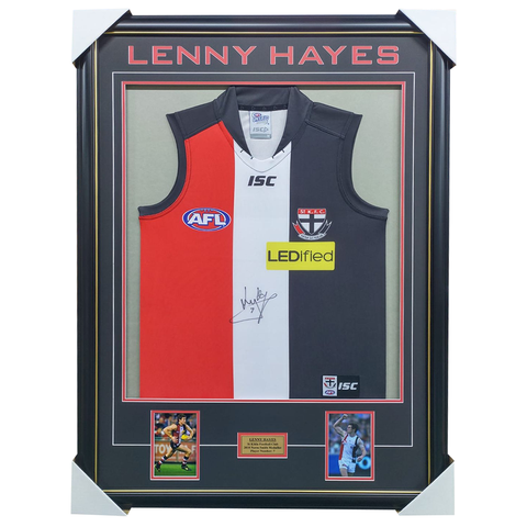 Lenny Hayes St Kilda Signed Jumper Framed with Photos - 1176