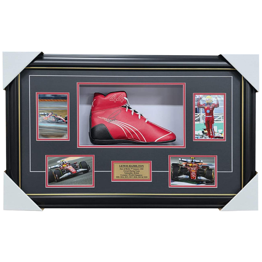 Lewis Hamilton Ferarri Signed Boot Collage Framed - 7402
