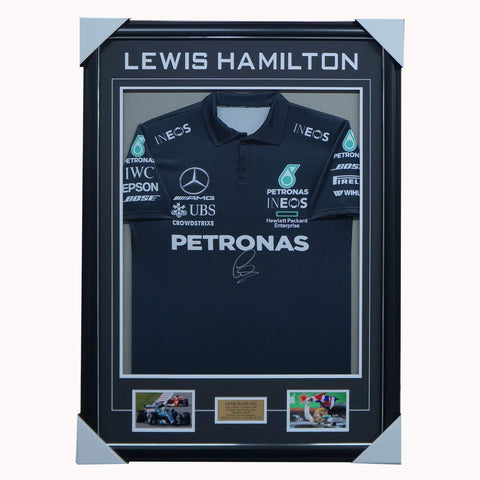 Lewis Hamilton Hand Signed Mercedes Jersey Framed World Champion + COA - 5896