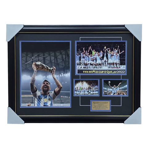 Lionel Messi Signed Argentina 2022 World Cup Champions Collage Framed - 5461