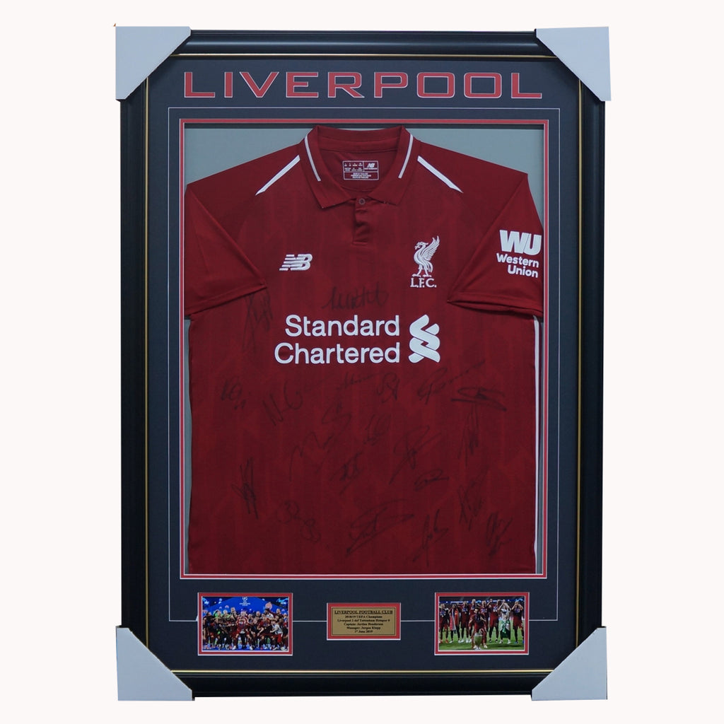 Liverpool Signed 2019 Uefa Champions Team Jersey Framed Henderson Salah Mane - 3699