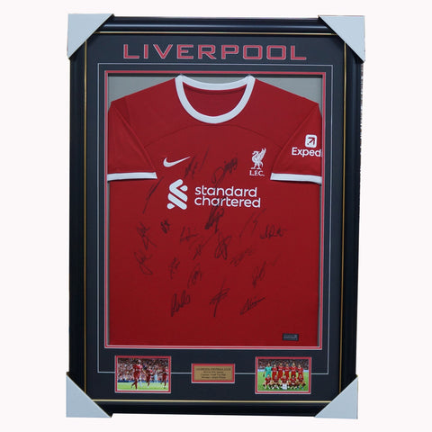 Liverpool Signed 2023/24 Team Jersey Framed Salah VVD - 5701