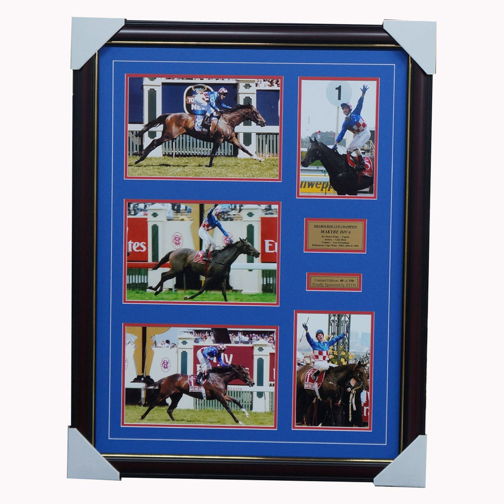 Makybe Diva Tribute Collage 3 X Melbourne Cup Framed - 2751