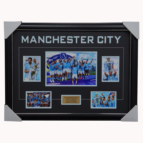 Manchester City 2022/23 EPL Champions Photo Collage Framed Erling Haaland - 5450