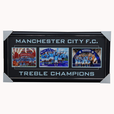 Manchester City 2023 Treble Champions Photo Collage Framed - 5514