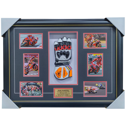 Marc Marquez Signed Glove World Champion Collage Framed - 7445
