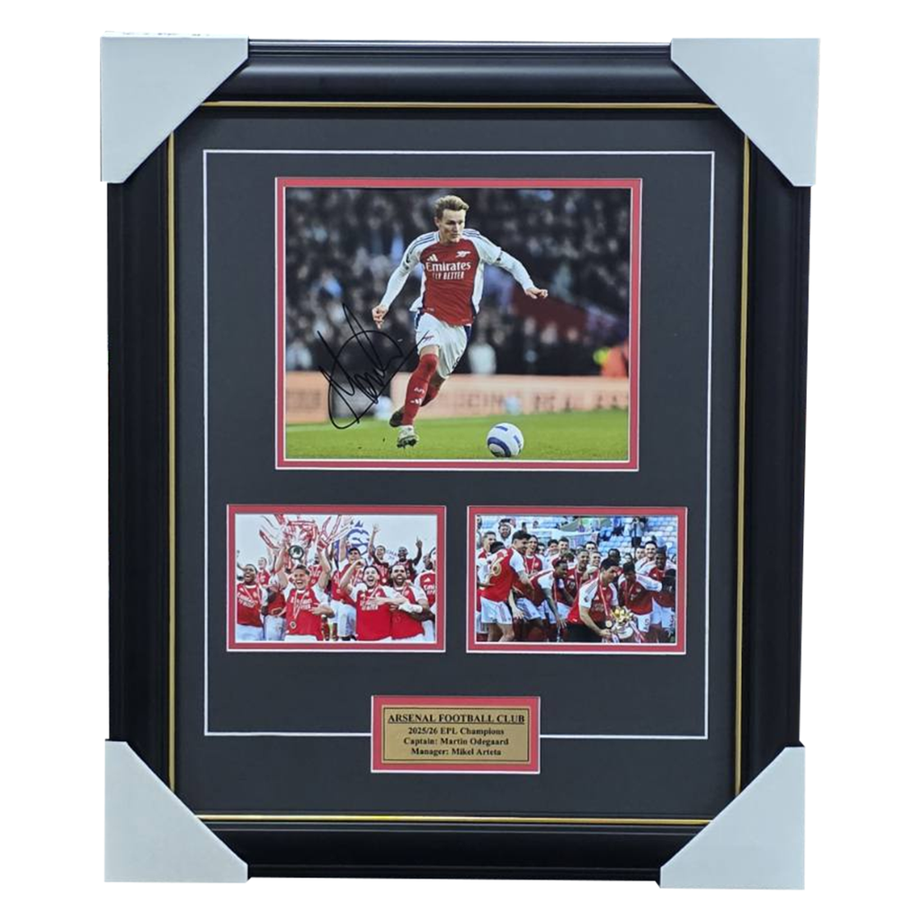 Martin Odegaard Signed Arsenal 2026 EPL Champions Collage Framed - 7559