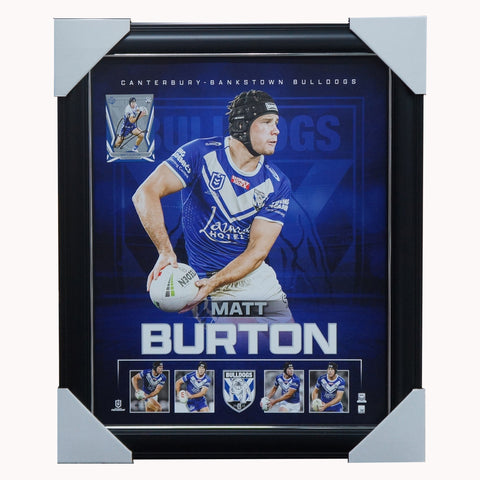 Matt Burton Canterbury Bankstown Bulldogs Official NRL Player Print Framed + Signed Card - 5548