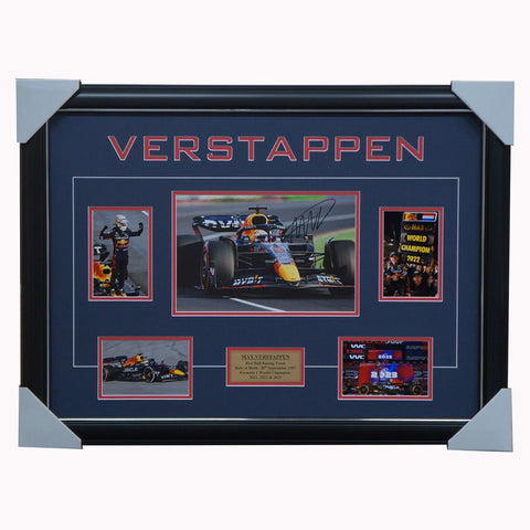 Max Verstappen Red Bull Signed Photo Collage Framed F1 World Champion - 5467