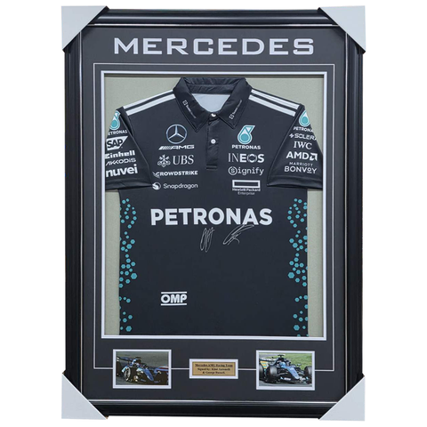 Mercedes AMG George Russell & Kimi Antonelli Signed Jersey Framed - 7505