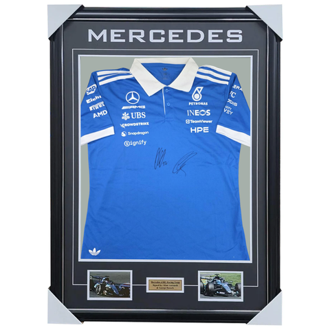 Mercedes AMG George Russell & Kimi Antonelli Signed Jersey Framed - 7505